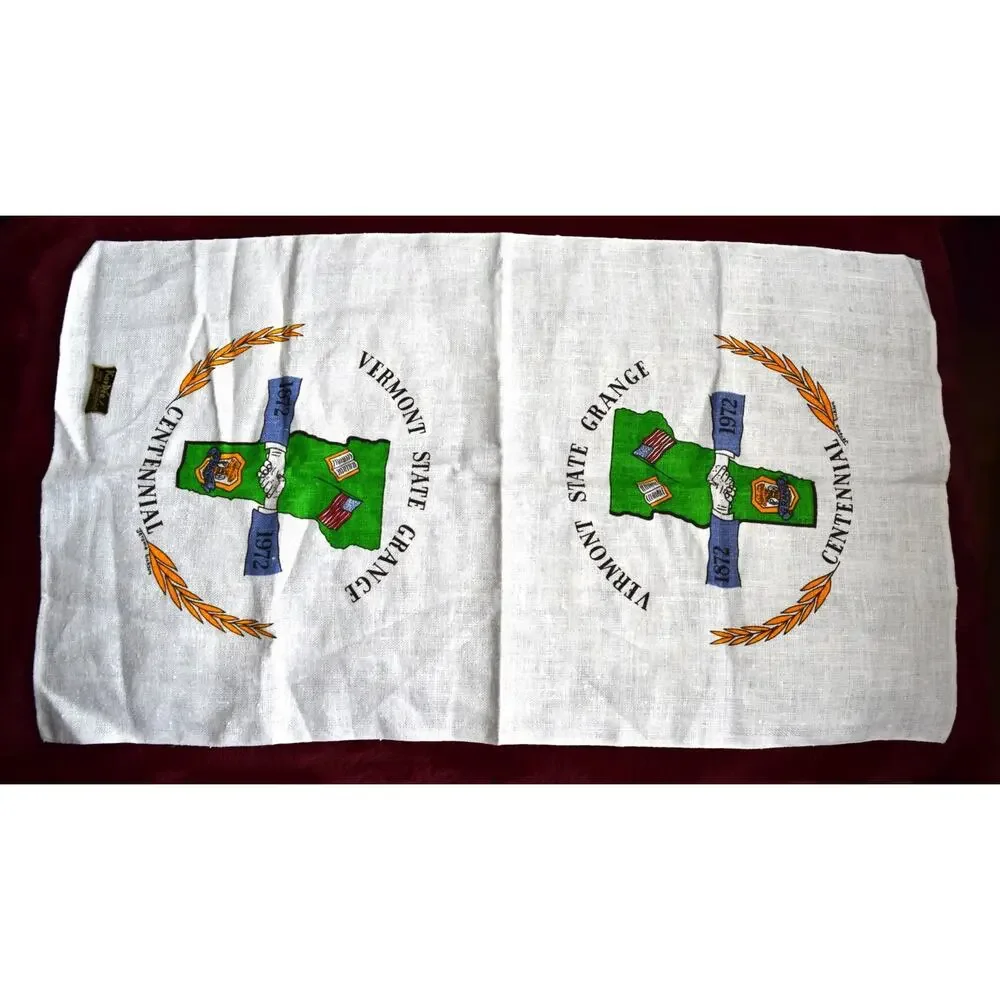 Vtg 1972 Vermont State Grange Centennial Tea Towel – Kay Dee Handprints – Rare!